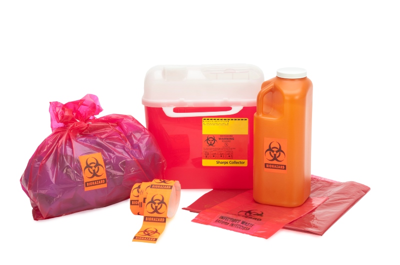 Biowaste containers and bags for hazardous waste